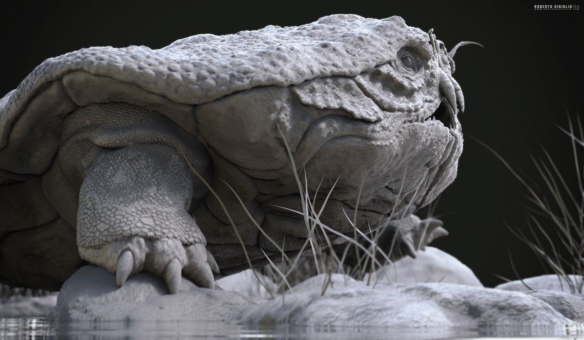 Cancericatus Fluvialitis — an imaginary river crustacean, creature design by Roberto Digiglio — clay render
