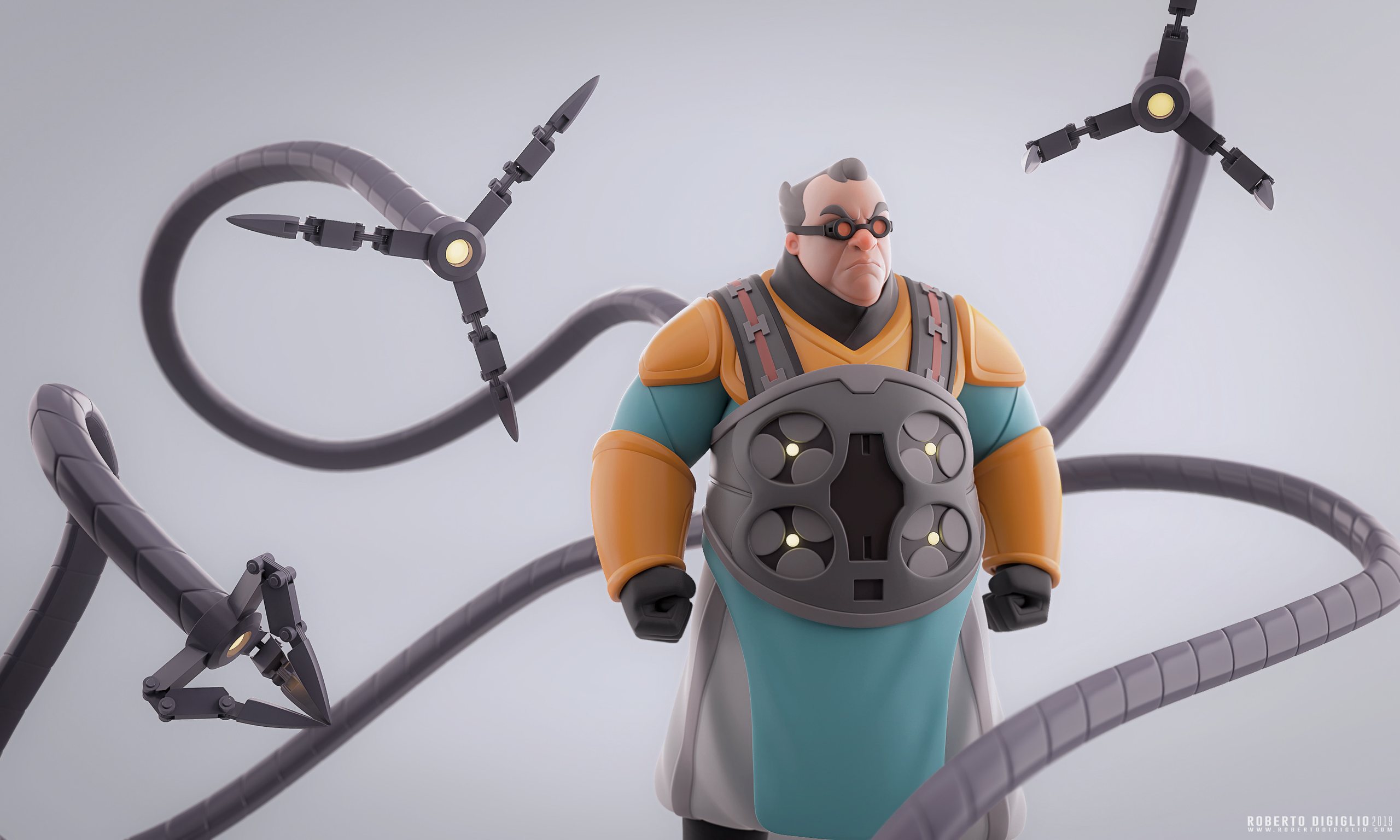 Doctor Octopus — Fan Art — image 2: Doctor Octopus reimagined in a Disney Infinity style, character design by Roberto Digiglio