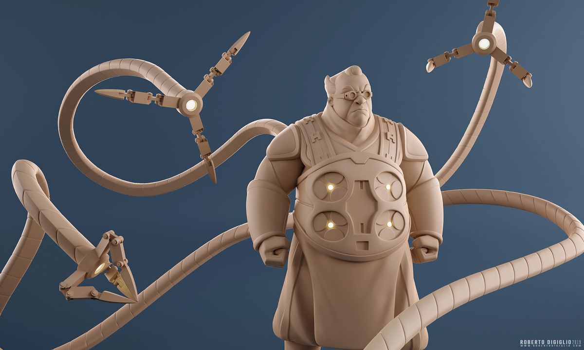 Doctor Octopus — Fan Art — Doctor Octopus reimagined in a Disney Infinity style, character design by Roberto Digiglio — clay render