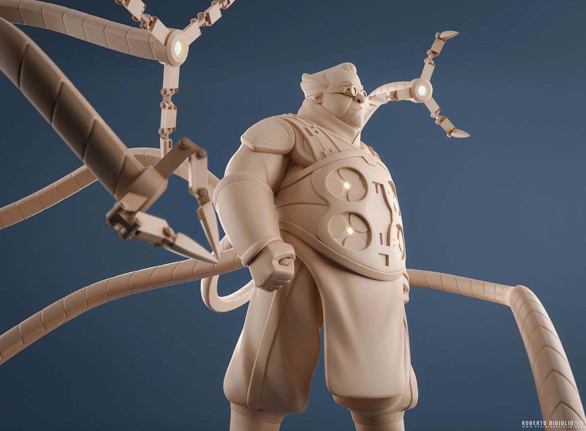 Doctor Octopus — Fan Art — Doctor Octopus reimagined in a Disney Infinity style, character design by Roberto Digiglio — clay render