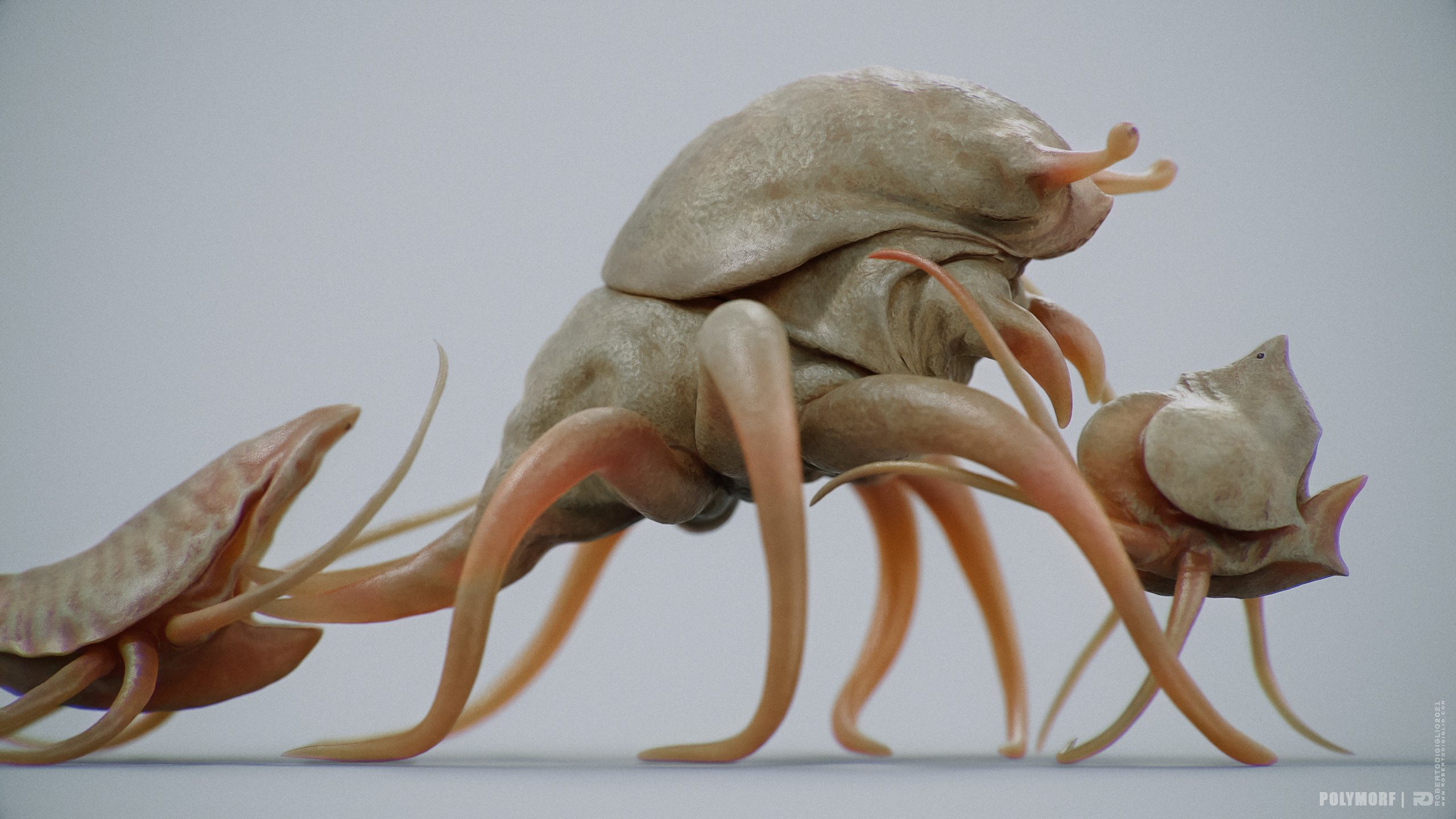 Symbiosis — Multibody Creature — image 2: a creature made of three autonomous organisms, for the SYMBIOSIS VR performance, creature design by Roberto Digiglio