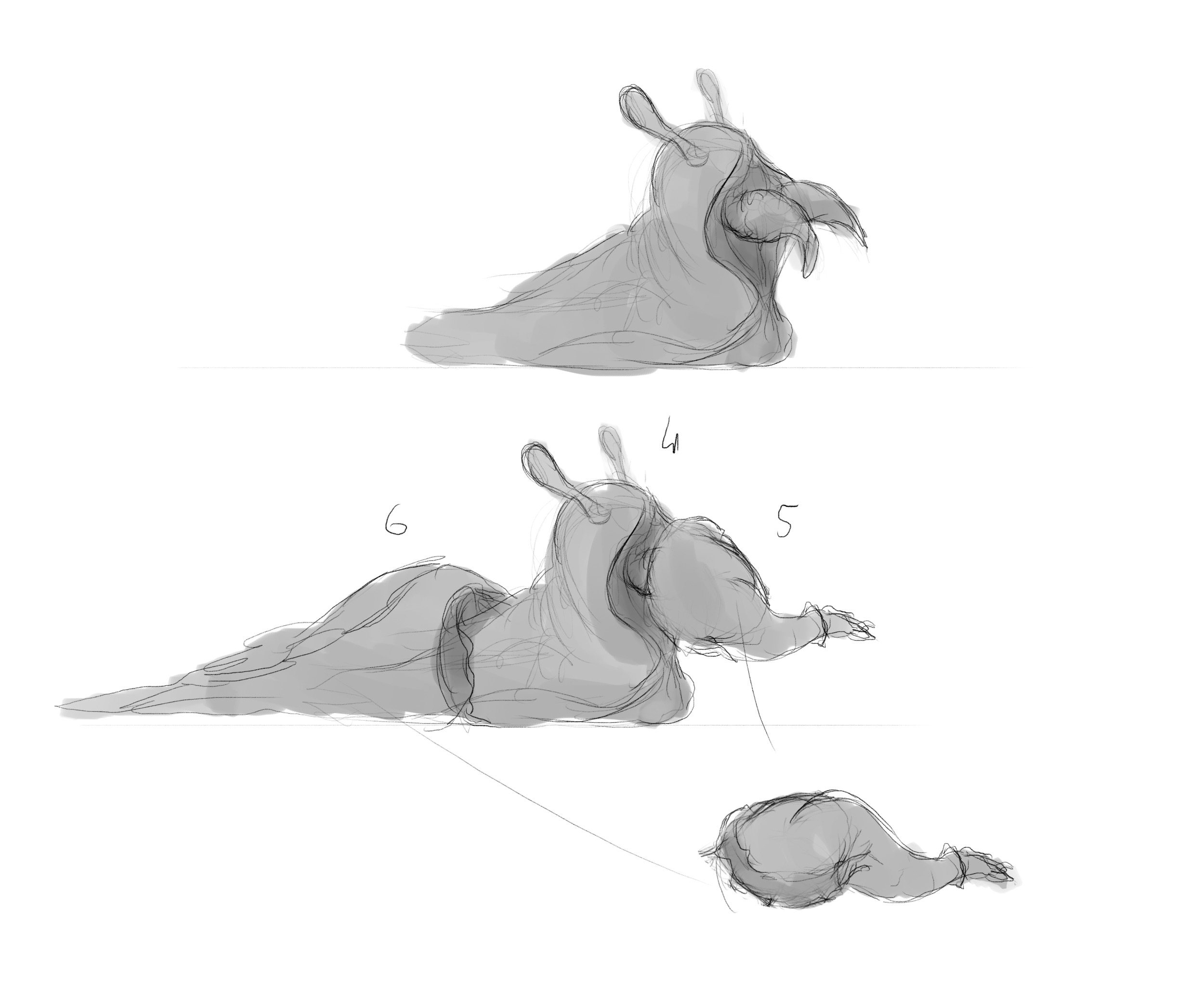 Symbiosis — Multibody Creature — Sketch: a creature made of three autonomous organisms, for the SYMBIOSIS VR performance, creature design by Roberto Digiglio