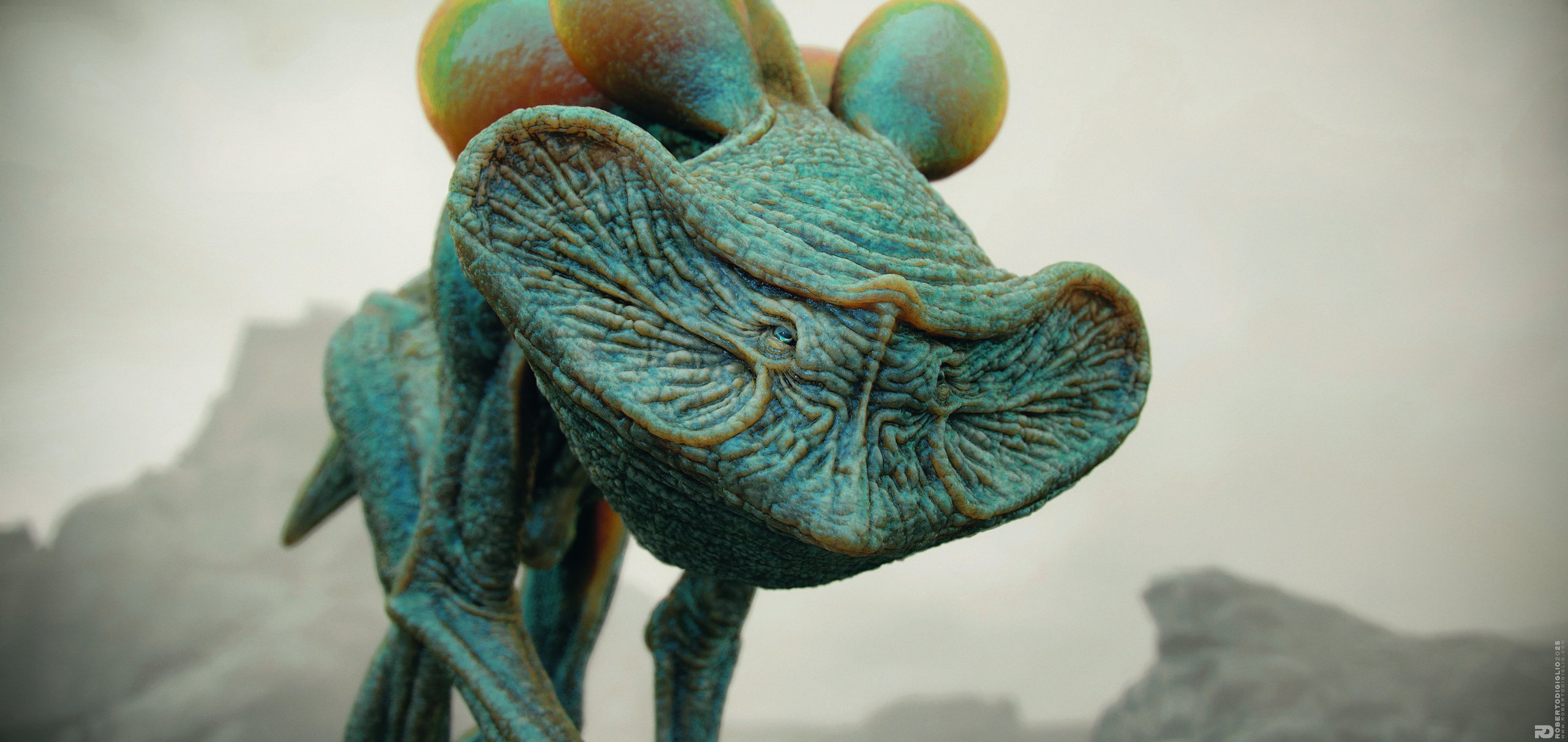 Terragaster Lithovore — image 3: a large alien organism adapted to extreme gravity, creature design by Roberto Digiglio